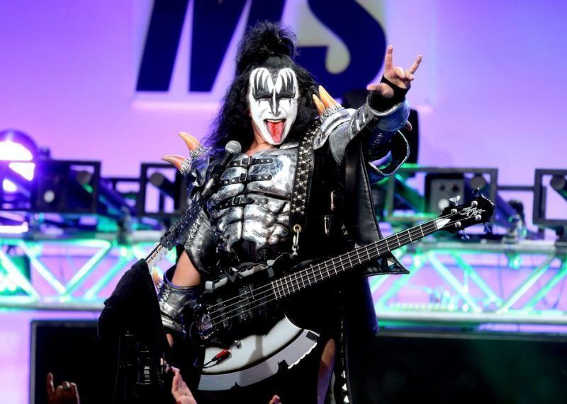 BEVERLY HILLS, CA - APRIL 15: Musician Gene Simmons performs onstage during the 23rd Annual Race To Erase MS Gala at The Beverly Hilton Hotel on April 15, 2016 in Beverly Hills, California.  (Photo by Frederick M. Brown/Getty Images for Race To Erase MS)